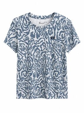 Under Armour Grey Abstract Leopard Print Loose Fit Athletic T-Shirt Size S